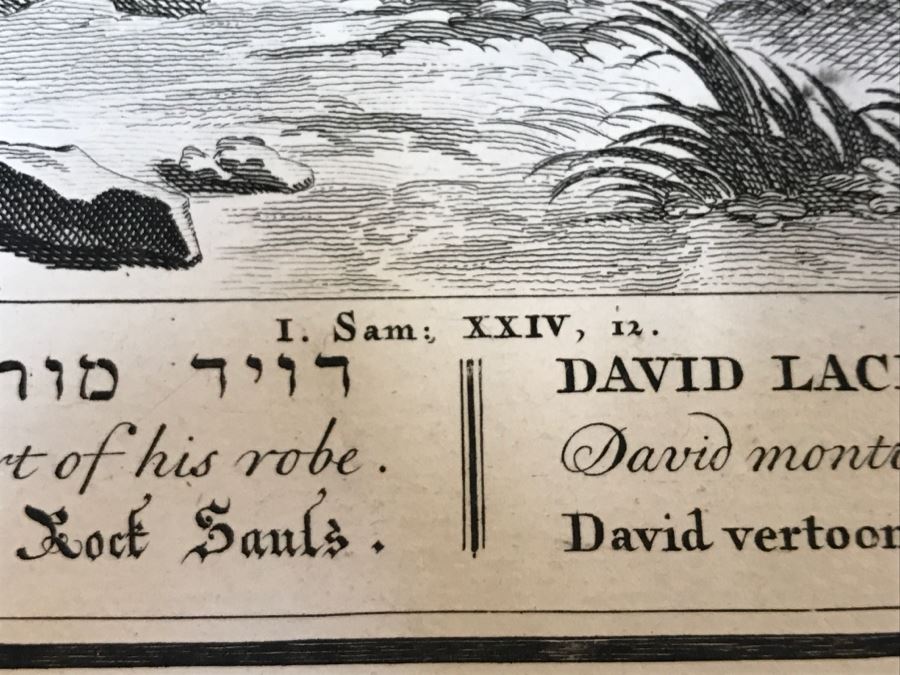 Pair Of Antique Prints Engravings: (1) Engraver Buisen, Artist Picart, Title David Sheweth Saul The Skirt Of His Robe; (2) Engraver Sluiter, Artist G. Hoet, Title David Killeth Goliath [Photo 13]