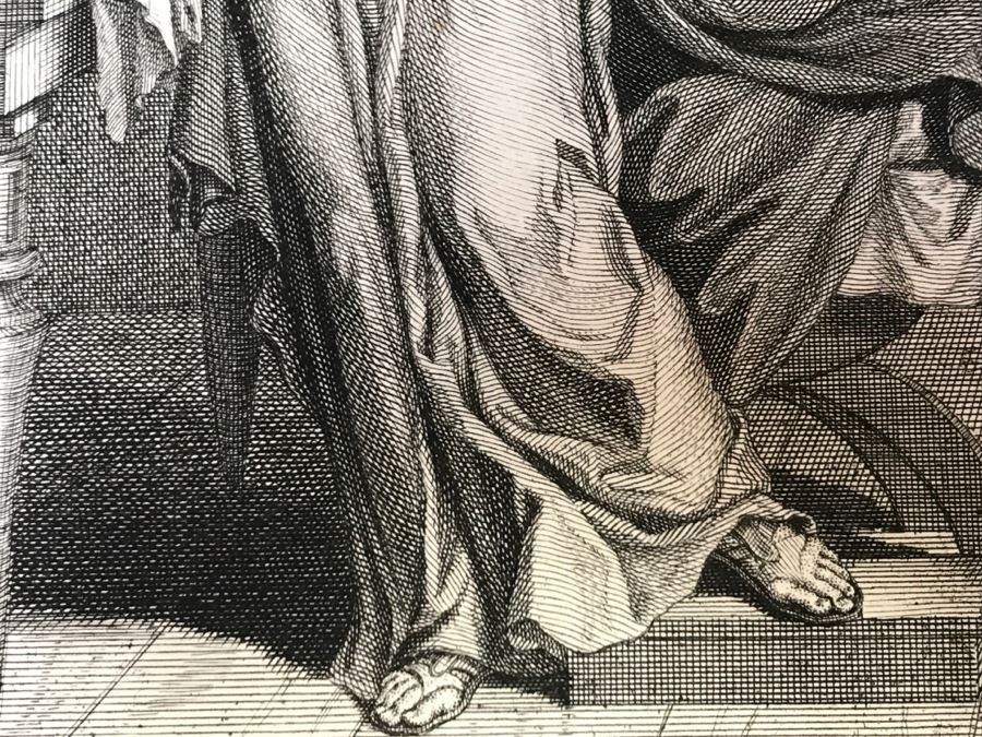 Pair Of Antique Prints Engravings: (1) Engraver Blois, Artist Picart, Title Christ Buried; (2) Engraver Surugue, Artist Picart, Title The Annunciation Of The Virgin Mary [Photo 25]