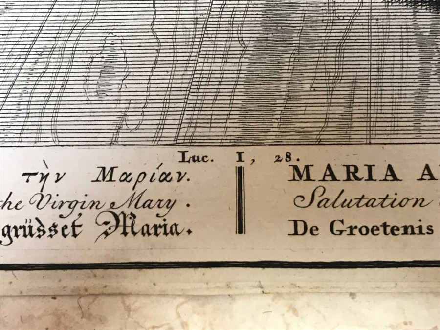 Pair Of Antique Prints Engravings: (1) Engraver Blois, Artist Picart, Title Christ Buried; (2) Engraver Surugue, Artist Picart, Title The Annunciation Of The Virgin Mary [Photo 29]