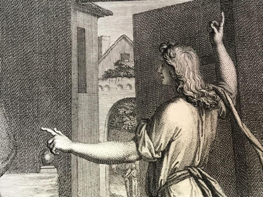 Pair Of Antique Prints Engravings: (1) Engraver Blois, Artist Picart, Title Christ Buried; (2) Engraver Surugue, Artist Picart, Title The Annunciation Of The Virgin Mary [Photo 26]