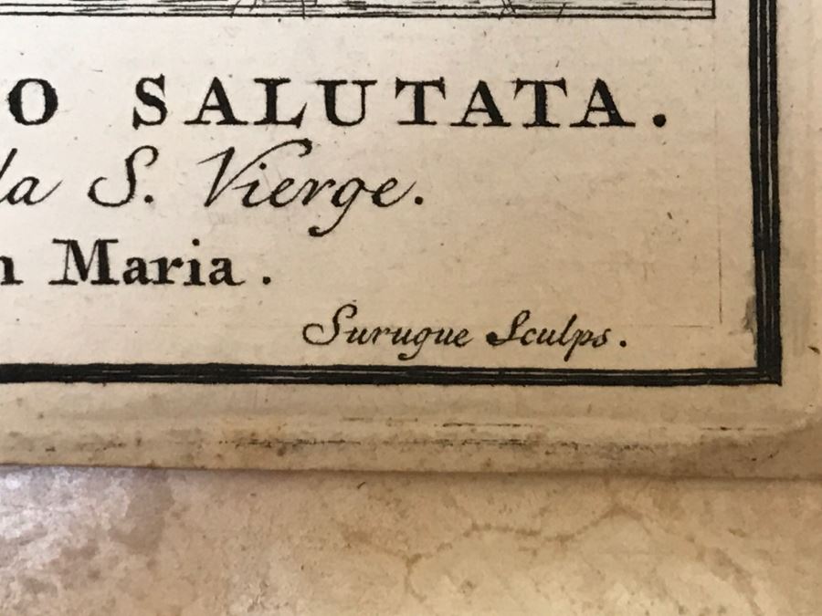 Pair Of Antique Prints Engravings: (1) Engraver Blois, Artist Picart, Title Christ Buried; (2) Engraver Surugue, Artist Picart, Title The Annunciation Of The Virgin Mary [Photo 33]