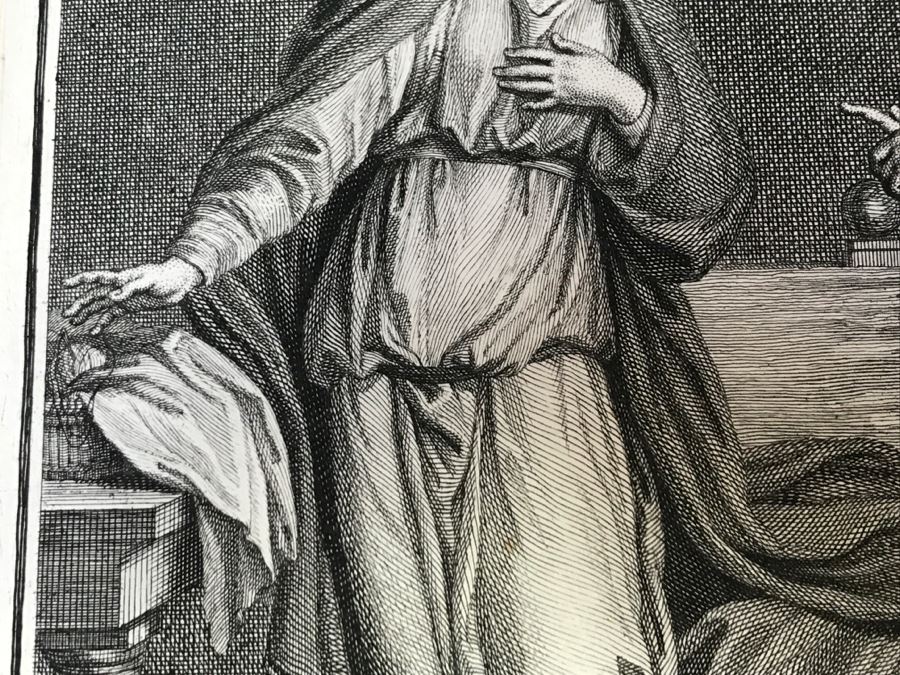 Pair Of Antique Prints Engravings: (1) Engraver Blois, Artist Picart, Title Christ Buried; (2) Engraver Surugue, Artist Picart, Title The Annunciation Of The Virgin Mary [Photo 24]