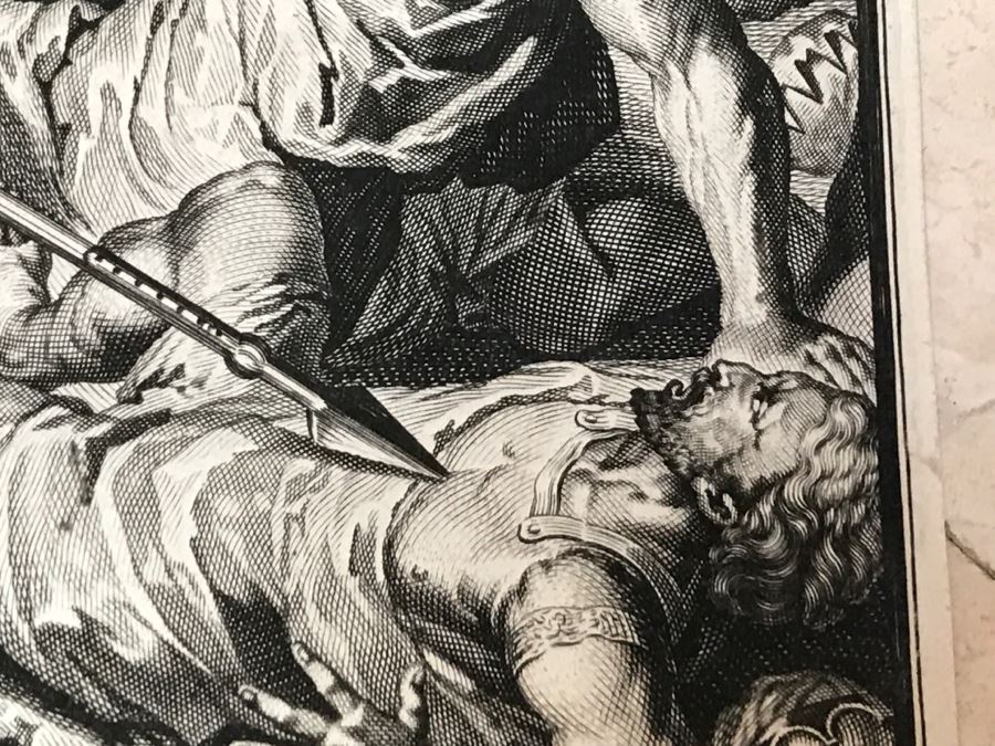 Pair Of Antique Prints Engravings: (1) Engraver B. Bernards, Artist G. Hoet, Title Five Kings Of Midian Slain By Israel; (2) Engraver A. De Blois, Artist G. Hoet, Title A Plague Inflicted On Israel Whilst Eating The Quails [Photo 23]