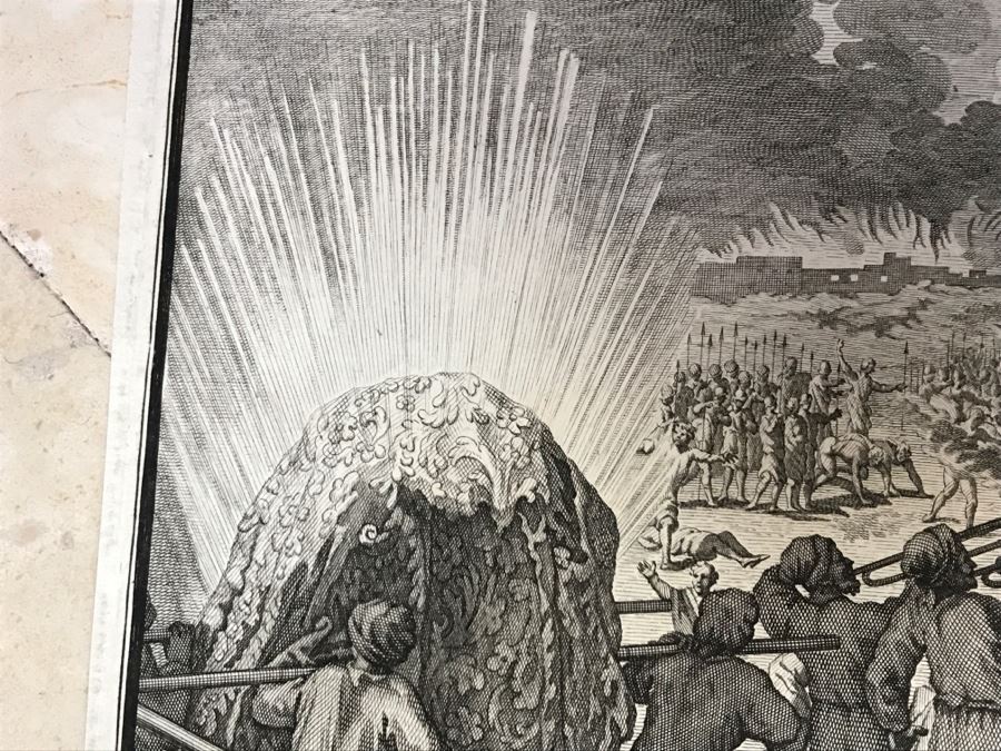 Pair Of Antique Prints Engravings: (1) Engraver B. Bernards, Artist G. Hoet, Title Five Kings Of Midian Slain By Israel; (2) Engraver A. De Blois, Artist G. Hoet, Title A Plague Inflicted On Israel Whilst Eating The Quails [Photo 13]