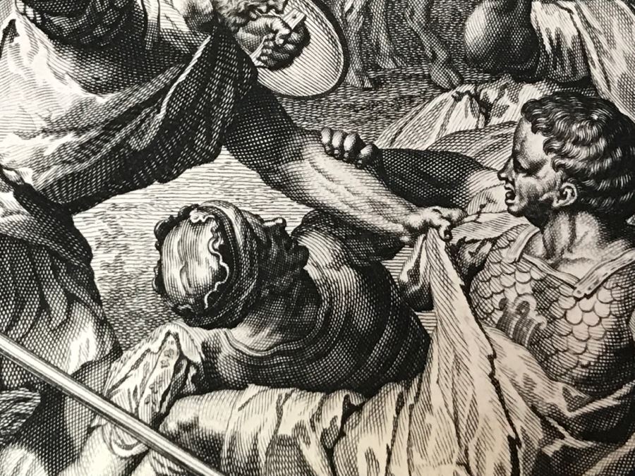 Pair Of Antique Prints Engravings: (1) Engraver B. Bernards, Artist G. Hoet, Title Five Kings Of Midian Slain By Israel; (2) Engraver A. De Blois, Artist G. Hoet, Title A Plague Inflicted On Israel Whilst Eating The Quails [Photo 27]