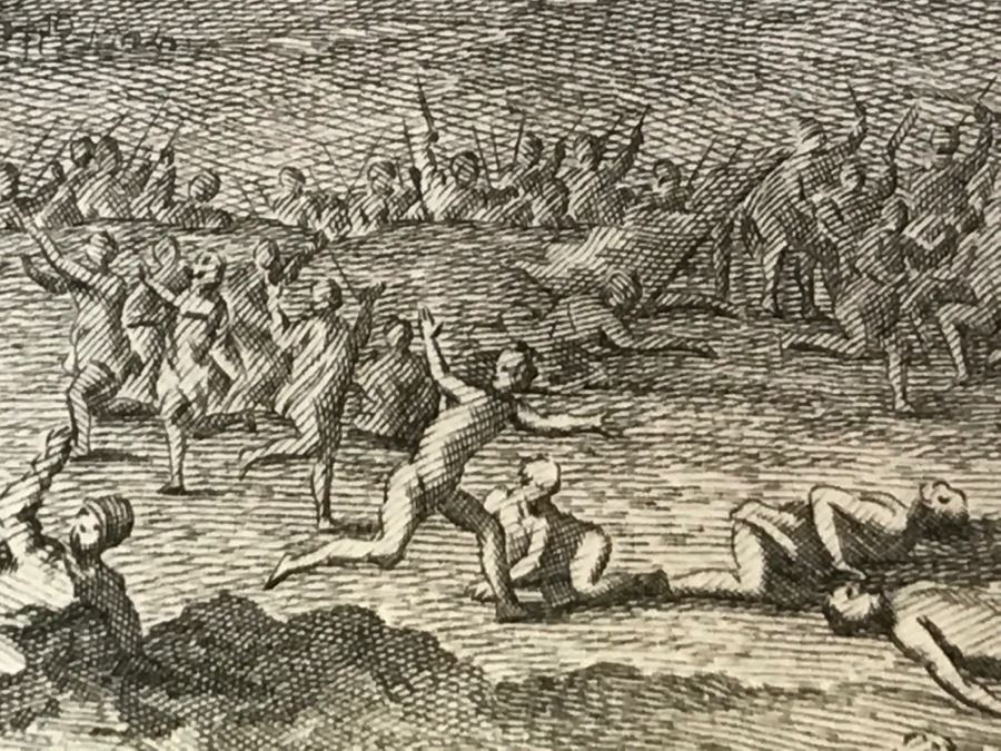 Pair Of Antique Prints Engravings: (1) Engraver B. Bernards, Artist G. Hoet, Title Five Kings Of Midian Slain By Israel; (2) Engraver A. De Blois, Artist G. Hoet, Title A Plague Inflicted On Israel Whilst Eating The Quails [Photo 34]