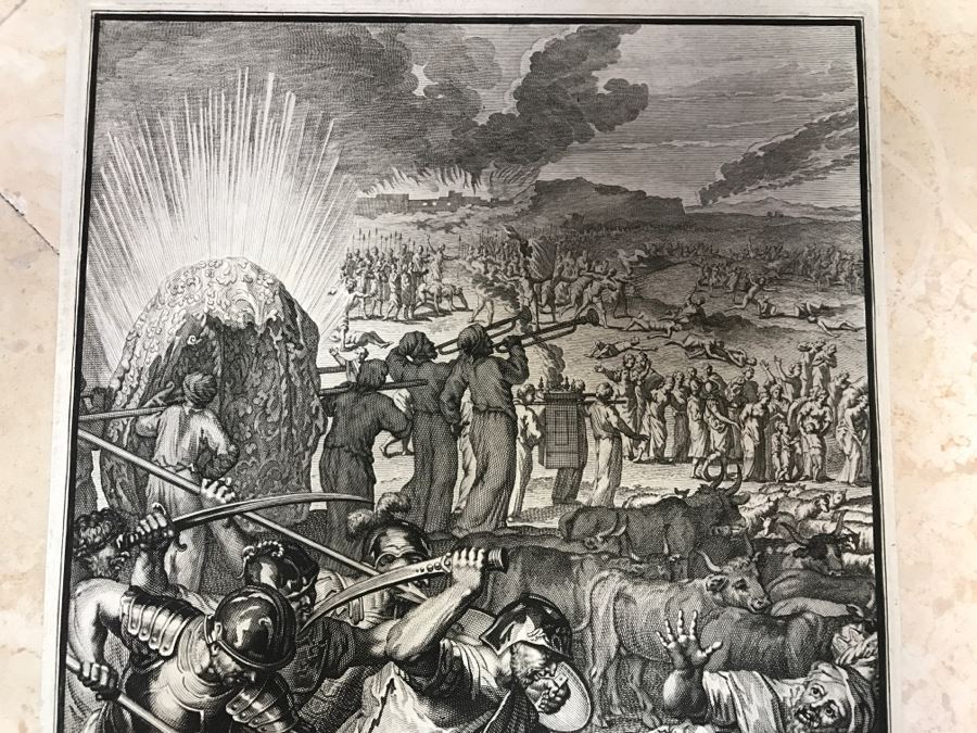 Pair Of Antique Prints Engravings: (1) Engraver B. Bernards, Artist G. Hoet, Title Five Kings Of Midian Slain By Israel; (2) Engraver A. De Blois, Artist G. Hoet, Title A Plague Inflicted On Israel Whilst Eating The Quails [Photo 5]