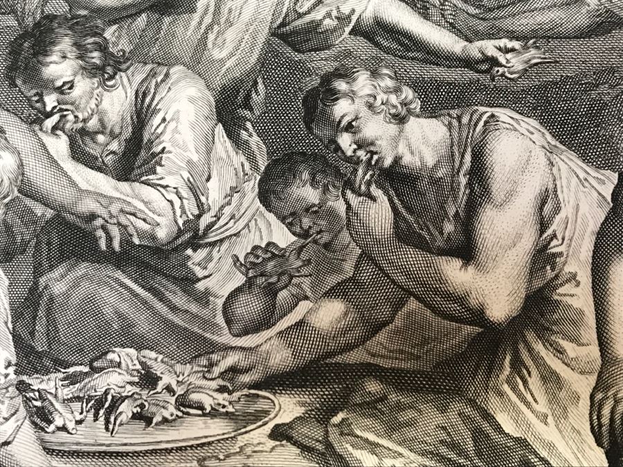 Pair Of Antique Prints Engravings: (1) Engraver B. Bernards, Artist G. Hoet, Title Five Kings Of Midian Slain By Israel; (2) Engraver A. De Blois, Artist G. Hoet, Title A Plague Inflicted On Israel Whilst Eating The Quails [Photo 52]
