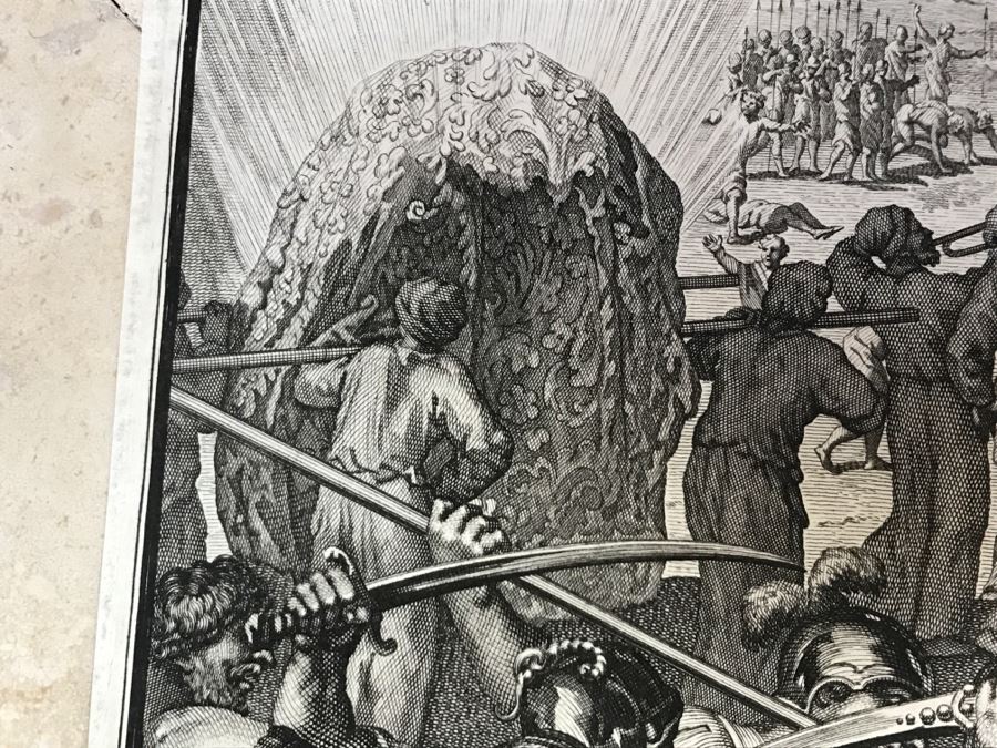 Pair Of Antique Prints Engravings: (1) Engraver B. Bernards, Artist G. Hoet, Title Five Kings Of Midian Slain By Israel; (2) Engraver A. De Blois, Artist G. Hoet, Title A Plague Inflicted On Israel Whilst Eating The Quails [Photo 6]