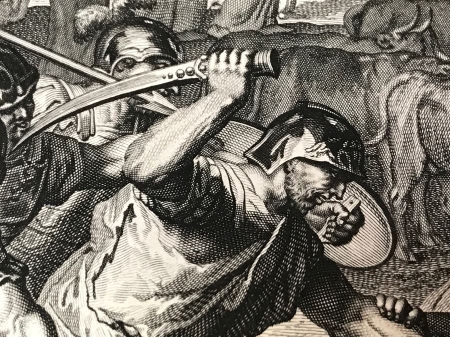 Pair Of Antique Prints Engravings: (1) Engraver B. Bernards, Artist G. Hoet, Title Five Kings Of Midian Slain By Israel; (2) Engraver A. De Blois, Artist G. Hoet, Title A Plague Inflicted On Israel Whilst Eating The Quails [Photo 26]