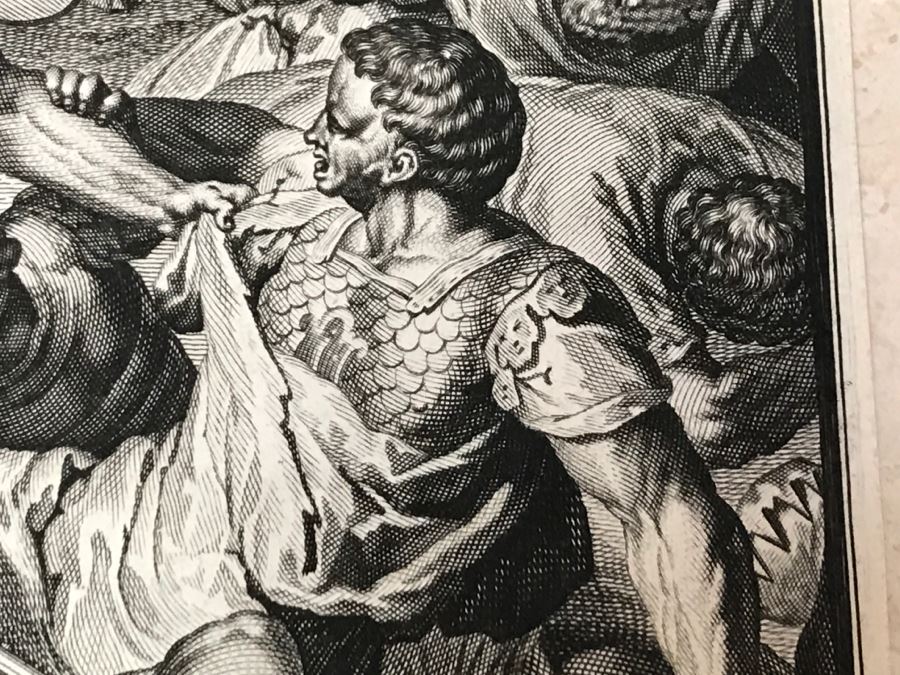 Pair Of Antique Prints Engravings: (1) Engraver B. Bernards, Artist G. Hoet, Title Five Kings Of Midian Slain By Israel; (2) Engraver A. De Blois, Artist G. Hoet, Title A Plague Inflicted On Israel Whilst Eating The Quails [Photo 22]