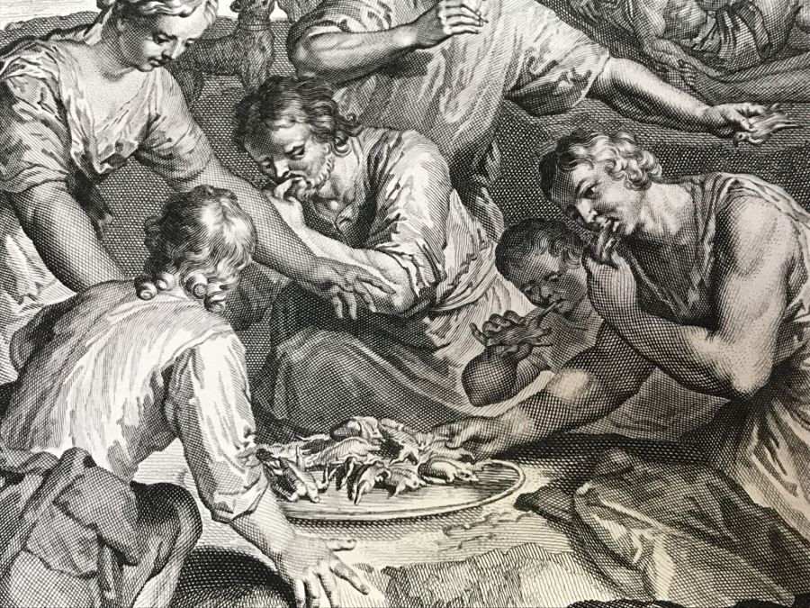 Pair Of Antique Prints Engravings: (1) Engraver B. Bernards, Artist G. Hoet, Title Five Kings Of Midian Slain By Israel; (2) Engraver A. De Blois, Artist G. Hoet, Title A Plague Inflicted On Israel Whilst Eating The Quails [Photo 50]