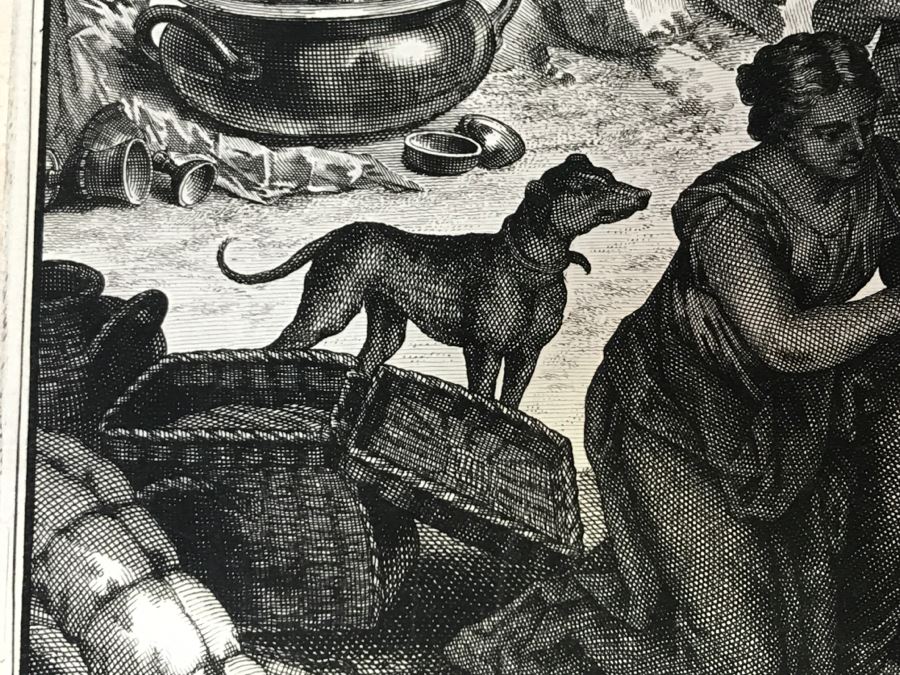 Pair Of Antique Prints Engravings: (1) Engraver Mulder, Artist G. Hoet, Title Efau Ran To Meet Jacob And Fell On His Neck And Killed Him; (2) Engraver J. Van Vianen, Artist G. Hoet, Title Laban And Jacob Make A Covenant Together [Photo 28]