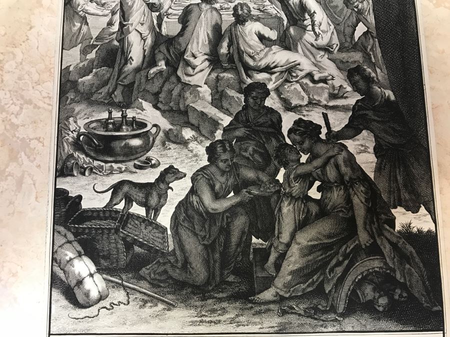Pair Of Antique Prints Engravings: (1) Engraver Mulder, Artist G. Hoet, Title Efau Ran To Meet Jacob And Fell On His Neck And Killed Him; (2) Engraver J. Van Vianen, Artist G. Hoet, Title Laban And Jacob Make A Covenant Together [Photo 27]
