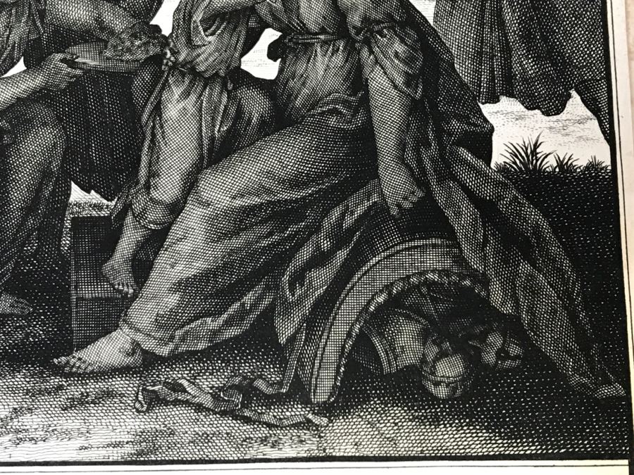 Pair Of Antique Prints Engravings: (1) Engraver Mulder, Artist G. Hoet, Title Efau Ran To Meet Jacob And Fell On His Neck And Killed Him; (2) Engraver J. Van Vianen, Artist G. Hoet, Title Laban And Jacob Make A Covenant Together [Photo 31]