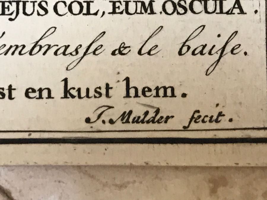 Pair Of Antique Prints Engravings: (1) Engraver Mulder, Artist G. Hoet, Title Efau Ran To Meet Jacob And Fell On His Neck And Killed Him; (2) Engraver J. Van Vianen, Artist G. Hoet, Title Laban And Jacob Make A Covenant Together [Photo 21]