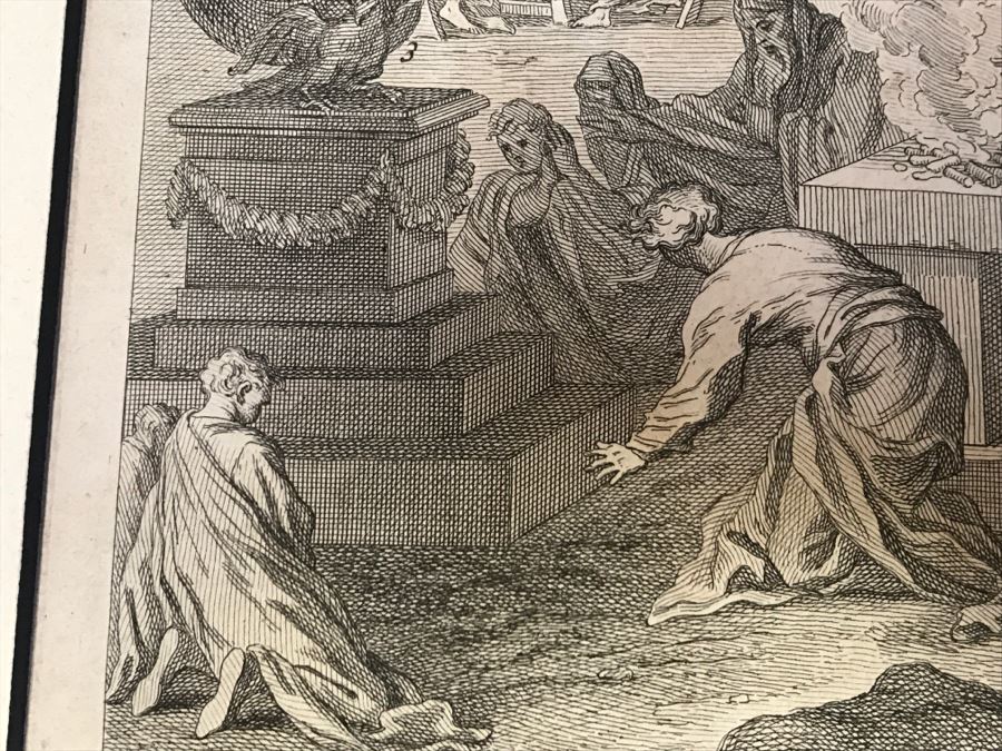 Antique 17th Century French Print Engraving Titled Hauts Lieux Consacrez Au Culte Des Idoles, Et A Toute Forte D'Abominations [Photo 18]