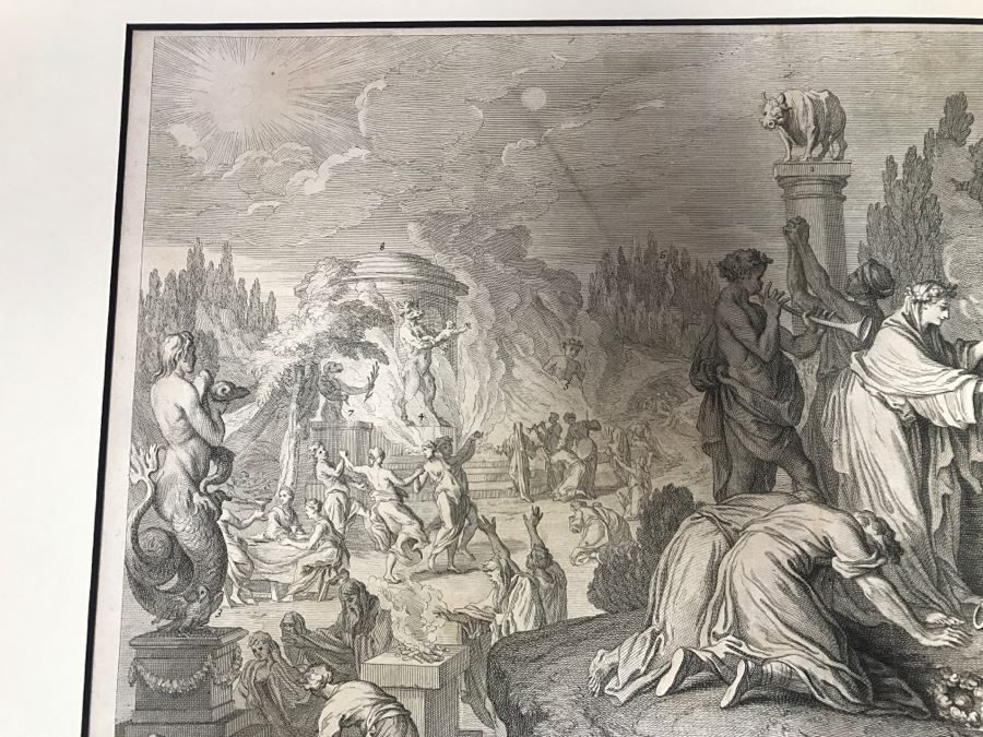 Antique 17th Century French Print Engraving Titled Hauts Lieux Consacrez Au Culte Des Idoles, Et A Toute Forte D'Abominations [Photo 7]