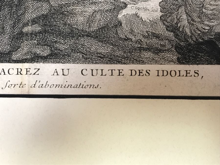 Antique 17th Century French Print Engraving Titled Hauts Lieux Consacrez Au Culte Des Idoles, Et A Toute Forte D'Abominations [Photo 4]