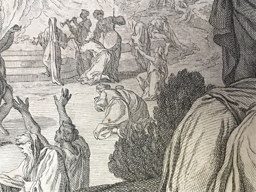 Antique 17th Century French Print Engraving Titled Hauts Lieux Consacrez Au Culte Des Idoles, Et A Toute Forte D'Abominations [Photo 26]