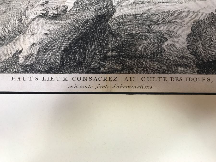 Antique 17th Century French Print Engraving Titled Hauts Lieux Consacrez Au Culte Des Idoles, Et A Toute Forte D'Abominations [Photo 2]