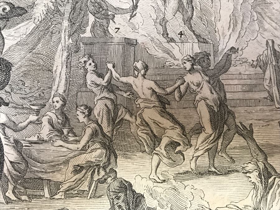 Antique 17th Century French Print Engraving Titled Hauts Lieux Consacrez Au Culte Des Idoles, Et A Toute Forte D'Abominations [Photo 19]