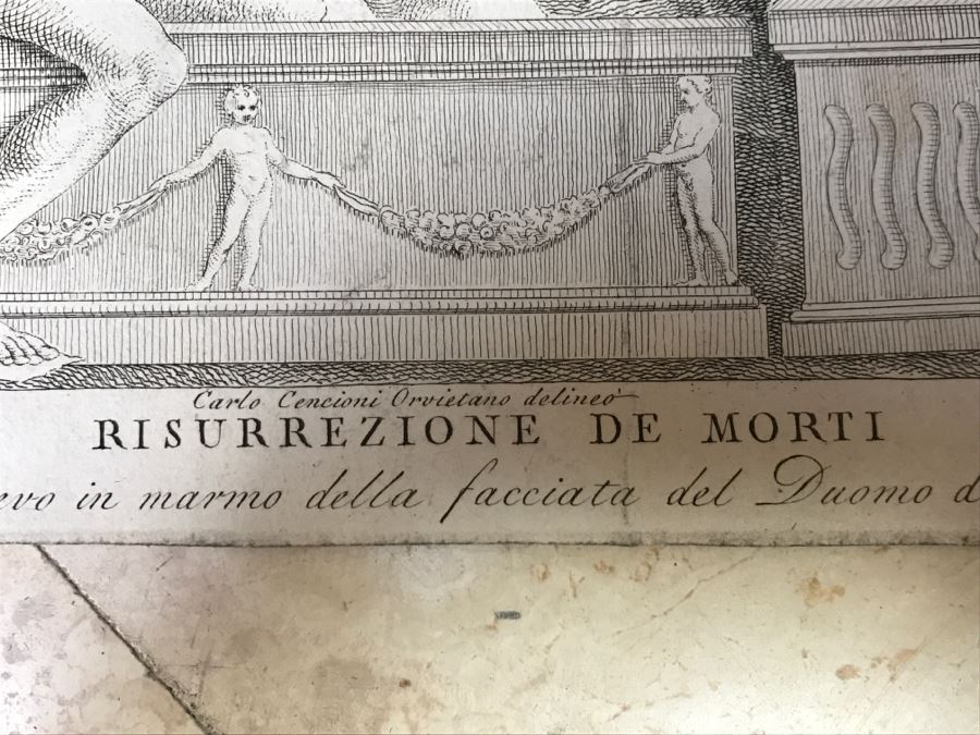 Antique Print Engraving Engraver Nicolo Pisano, Title Risurrezione De Morti, Leonetti Giovanni Battista, Cencioni Carlo [Photo 3]