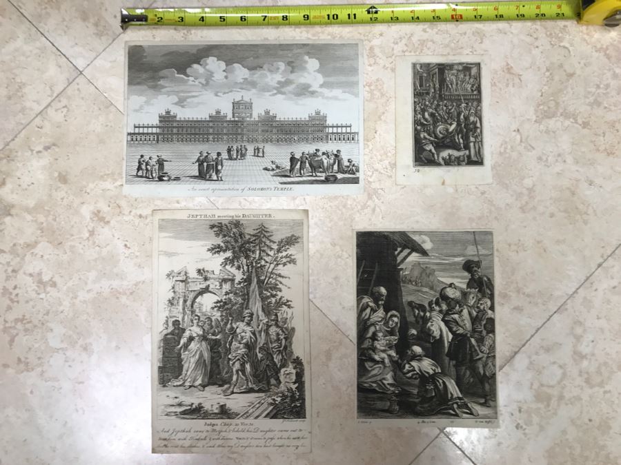 JUST ADDED - Set Of (4) Antique Print Engravings - See All Photos