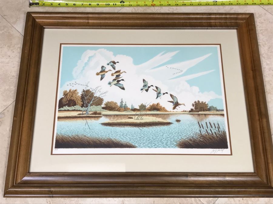 Vintage 1978 Limited Edition Lithograph By Larry Toschik Hand Signed Titled 'Return Of The Wanderers' Franklin Mint Gallery Ducks [Photo 1]