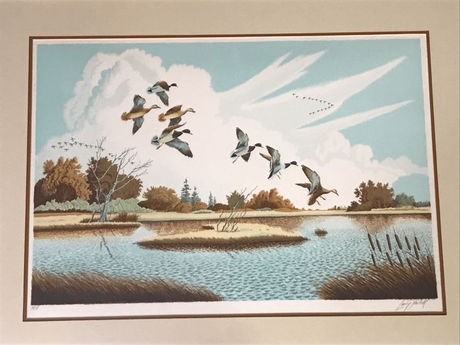 Vintage 1978 Limited Edition Lithograph By Larry Toschik Hand Signed Titled 'Return Of The Wanderers' Franklin Mint Gallery Ducks [Photo 2]