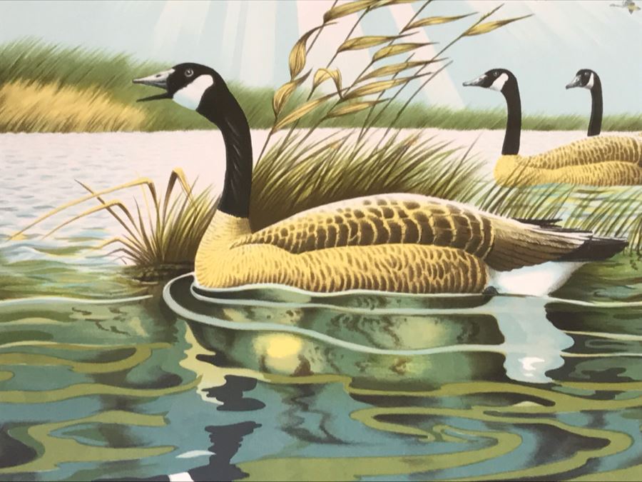 Vintage 1977 Limited Edition Lithograph By Larry Toschik Hand Signed Titled 'Wild Cry Of The Morning' Franklin Mint Gallery Ducks [Photo 5]