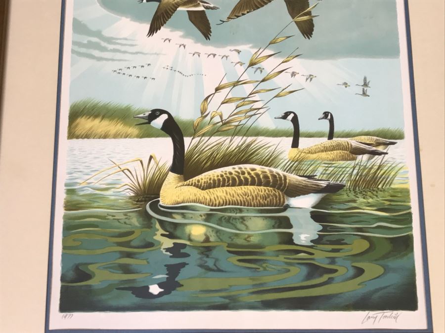 Vintage 1977 Limited Edition Lithograph By Larry Toschik Hand Signed Titled 'Wild Cry Of The Morning' Franklin Mint Gallery Ducks [Photo 4]