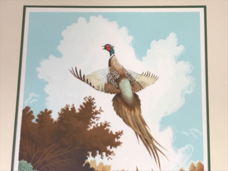 Vintage 1977 Limited Edition Lithograph By Larry Toschik Hand Signed Titled 'Rush Of Wings' Franklin Mint Gallery Pheasants [Photo 3]