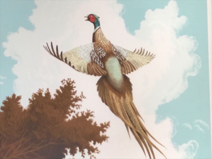 Vintage 1977 Limited Edition Lithograph By Larry Toschik Hand Signed Titled 'Rush Of Wings' Franklin Mint Gallery Pheasants [Photo 4]