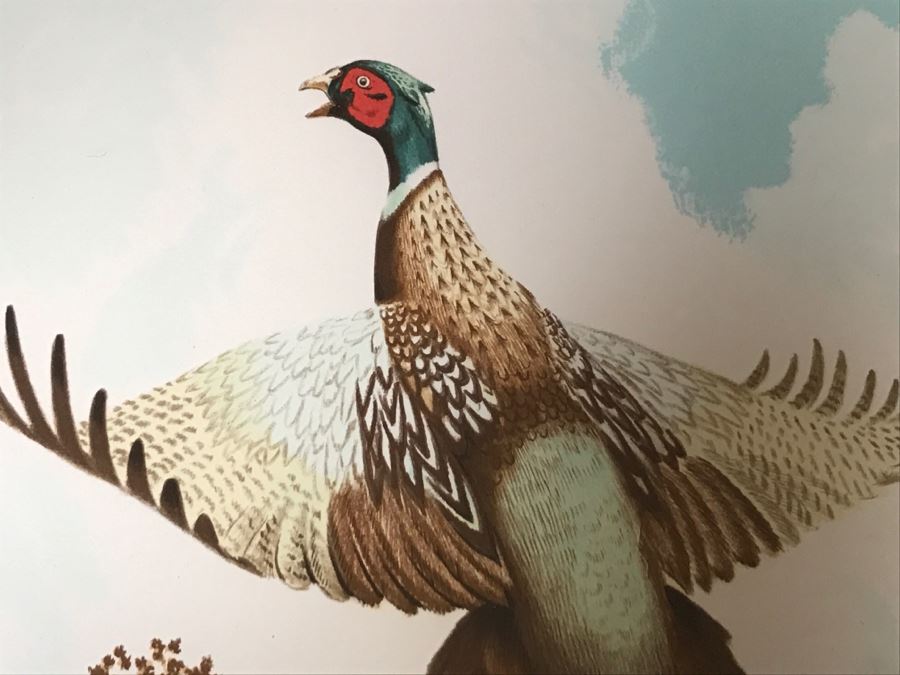 Vintage 1977 Limited Edition Lithograph By Larry Toschik Hand Signed Titled 'Rush Of Wings' Franklin Mint Gallery Pheasants [Photo 6]