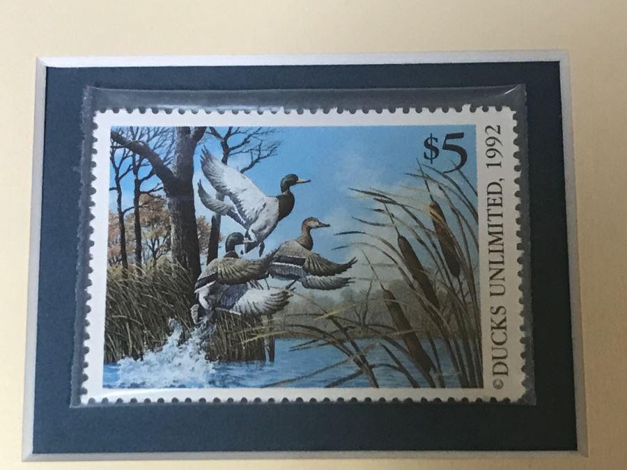Vintage 1992 Ducks Unlimited Ninth Annual $5 Stamp And Lithograph Print By Harold Roe Hand Signed 35 Of 5,000 [Photo 4]