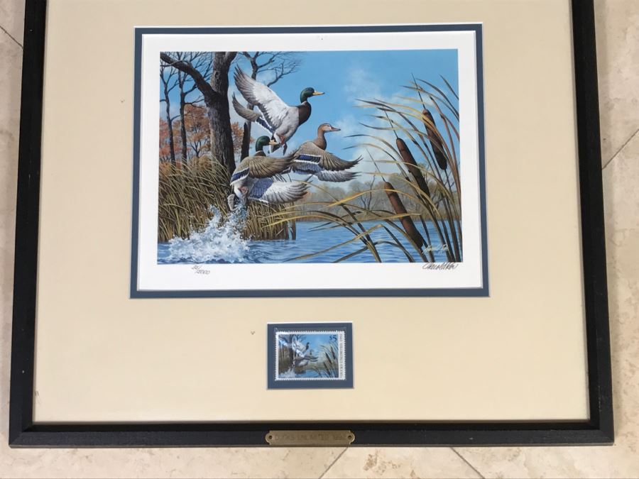Vintage 1992 Ducks Unlimited Ninth Annual $5 Stamp And Lithograph Print By Harold Roe Hand Signed 35 Of 5,000 [Photo 2]