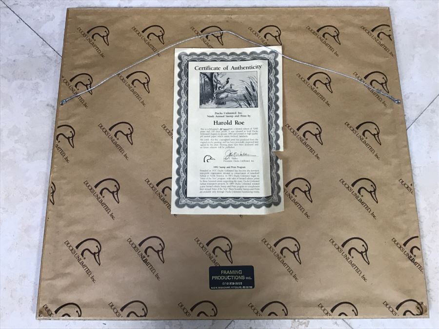 Vintage 1992 Ducks Unlimited Ninth Annual $5 Stamp And Lithograph Print By Harold Roe Hand Signed 35 Of 5,000 [Photo 10]