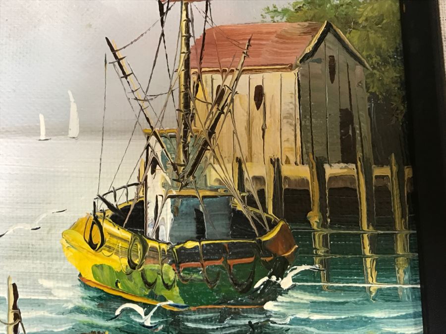 Original Oil Painting By H. Shertan Titled 'Dockside' [Photo 6]