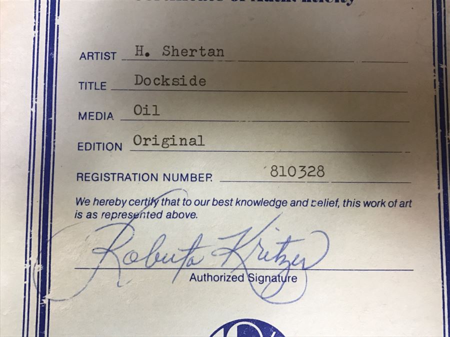 Original Oil Painting By H. Shertan Titled 'Dockside' [Photo 10]