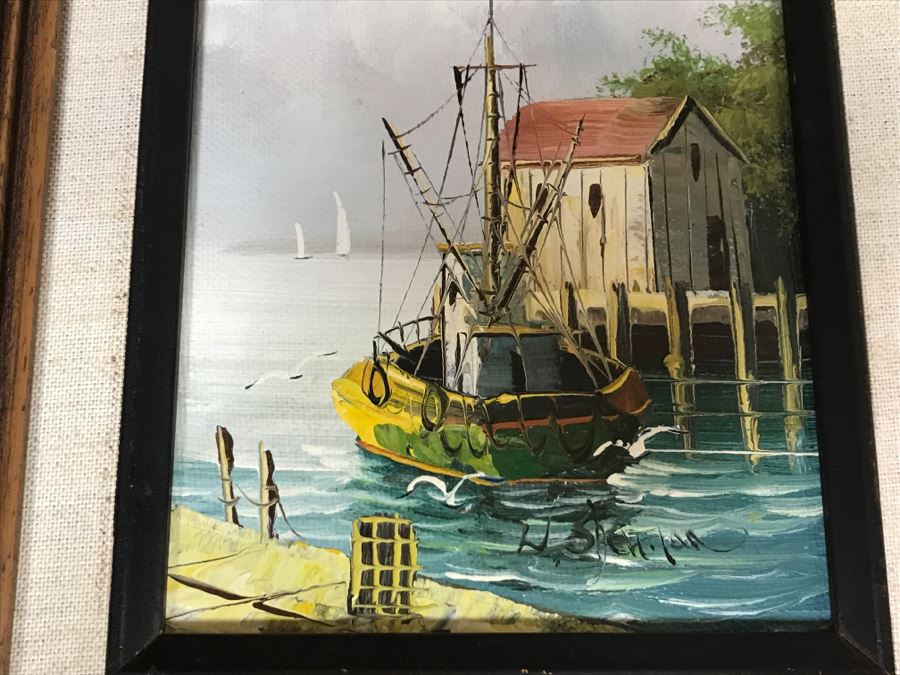 Original Oil Painting By H. Shertan Titled 'Dockside' [Photo 4]