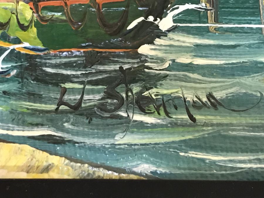 Original Oil Painting By H. Shertan Titled 'Dockside' [Photo 7]