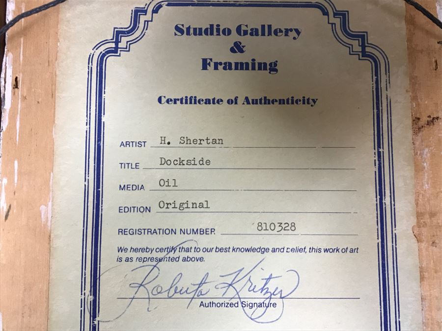 Original Oil Painting By H. Shertan Titled 'Dockside' [Photo 9]