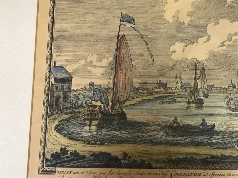 JUST ADDED - Framed Antique Print Engraving Of Ships In Harbor Ediz [Photo 3]