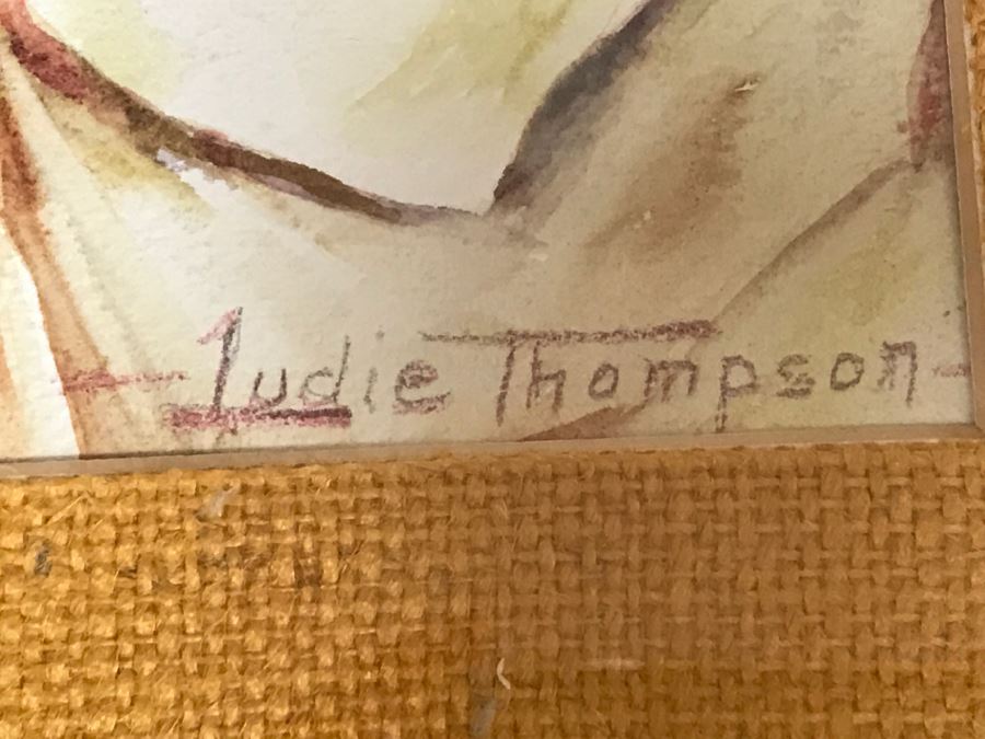 Sad Clown Watercolor Painting Signed Ludie/Judie Thompson In Mid Century Frame [Photo 9]