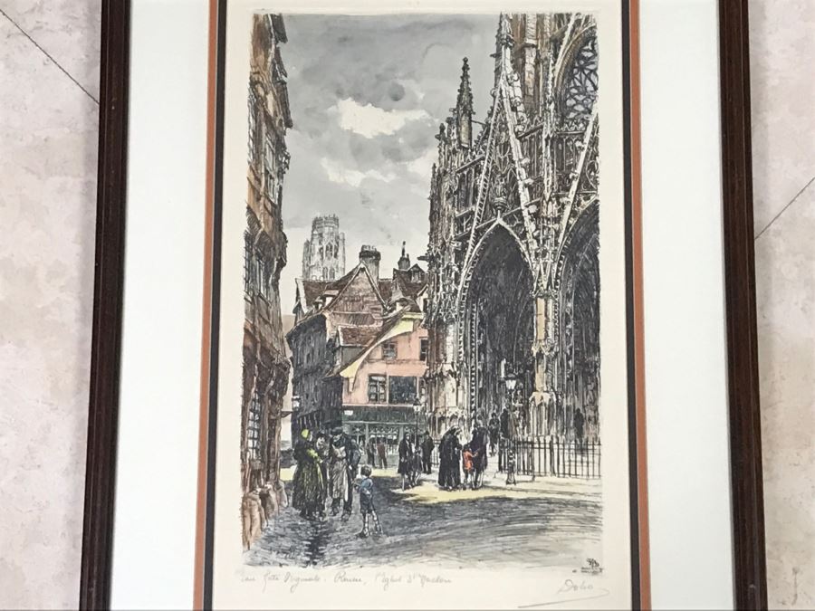 Signed Rouen 1928 Print In Frame [Photo 3]