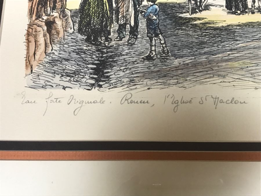 Signed Rouen 1928 Print In Frame [Photo 7]