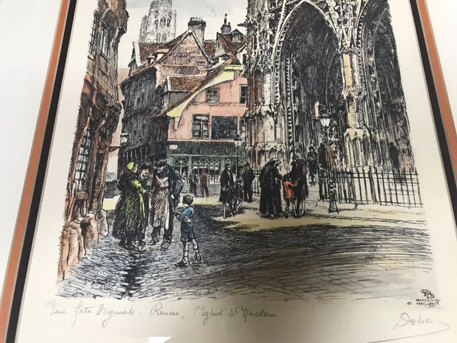 Signed Rouen 1928 Print In Frame [Photo 10]