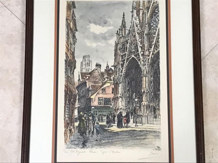 Signed Rouen 1928 Print In Frame [Photo 2]