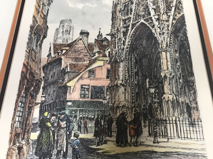Signed Rouen 1928 Print In Frame [Photo 13]